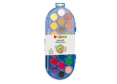 PASTIGLIE ACQUERELLO IN 22 COLORI ø 30mm PRIMO