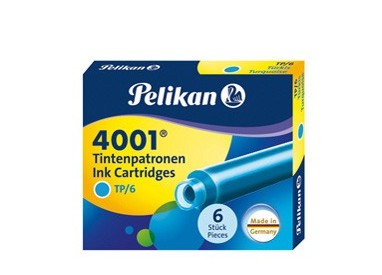 SCATOLA 6 CARTUCCE INCHIOSTRO TP/6 TURCHESE PELIKAN 4001