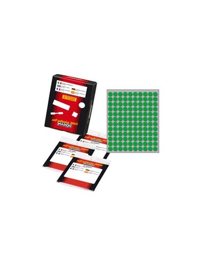 Etichetta adesiva verde tonda Ø10mm (10fogli x 120etichette) Markin