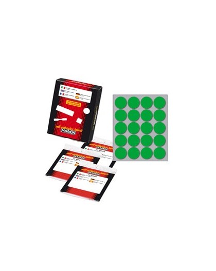 Etichetta adesiva verde tonda Ø27mm (10fogli x 20etichette) Markin