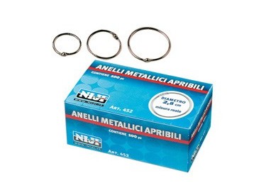SCATOLA 100 ANELLI IN METALLO 28MM X RILEGATURA
