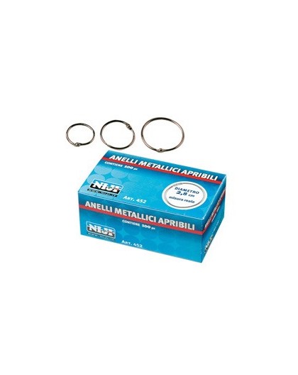 SCATOLA 100 ANELLI IN METALLO 35MM X RILEGATURA