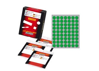 Etichetta adesiva verde tonda Ø14mm (10fogli x 63etichette) Markin