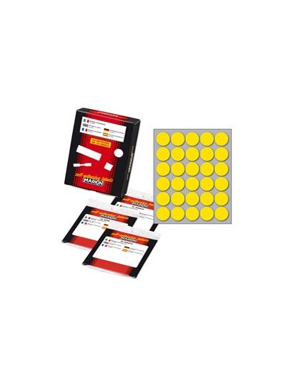 Etichetta adesiva giallo tonda Ø22mm (10fogli x 30etichette) Markin