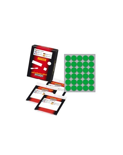 Etichetta adesiva verde tonda Ø22mm (10fogli x 30etichette) Markin