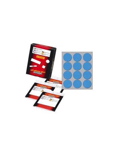 Etichetta adesiva blu tonda Ø34mm (10fogli x 12etichette) Markin