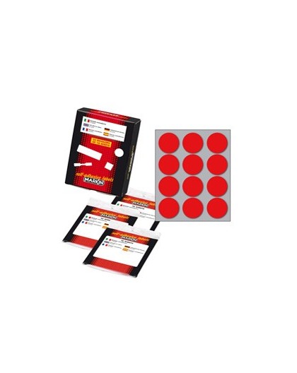 Etichetta adesiva rosso tonda Ø34mm (10fogli x 12etichette) Markin