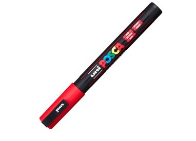 Marcatore UNI POSCA PC3M p.fine 0,9-1,3mm rosso UNI MITSUBISHI