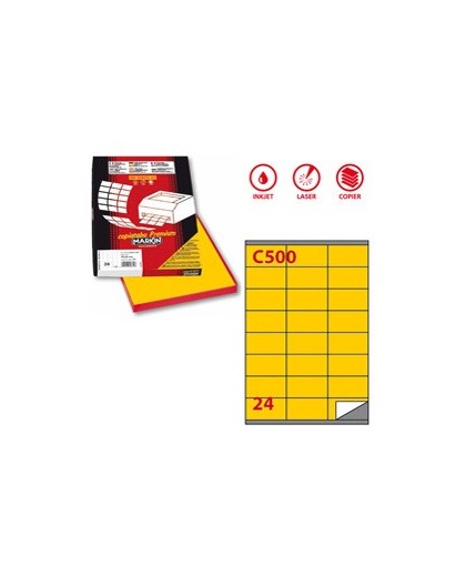 Etichetta adesiva C/500 giallo 100fg A4 70x36mm (24et/fg) Markin