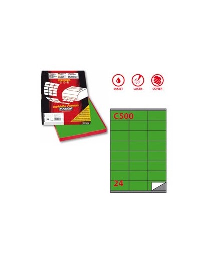 Etichetta adesiva C/500 verde 100fg A4 70x36mm (24et/fg) Markin