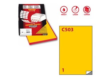 Etichetta adesiva C/503 giallo 100fg A4 210x297mm (1et/fg) Markin