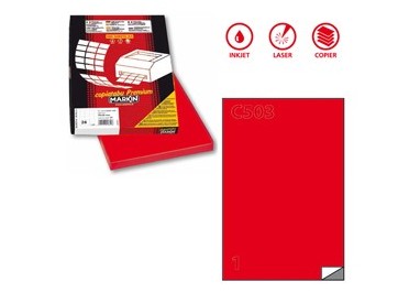Etichetta adesiva C/503 rosso 100fg A4 210x297mm (1et/fg) Markin