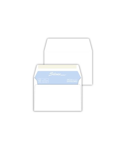 500 buste SILVER MATIC FSC® gommata bianca s/finestra 114x162mm 70gr Pigna
