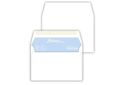 500 buste SILVER MATIC FSC® gommata bianca s/finestra 114x162mm 70gr Pigna