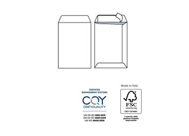 100 buste sacco COMPETITOR FSC® bianca strip adesivo 160x230mm 80gr Pigna