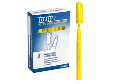 SCATOLA 12 EVIDENZIATORI HIGHLIGHTER GIALLO TRATTO FLUO