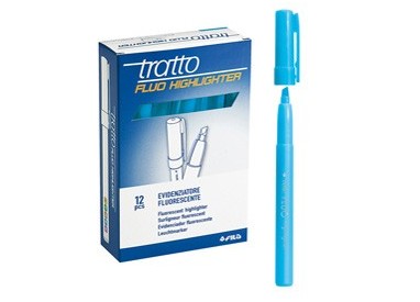 SCATOLA 12 EVIDENZIATORI HIGHLIGHTER AZZURRO TRATTO FLUO