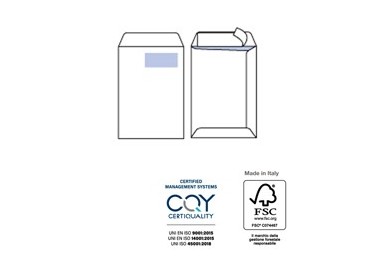 500 buste saccoCOMPETITOR FSC®bianca strip adesivo c/finestra230x330mm100grPigna