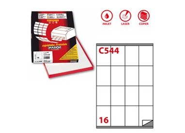 Etichetta adesiva C/544 bianca 100fg A4 72x53mm (16et/fg) Markin