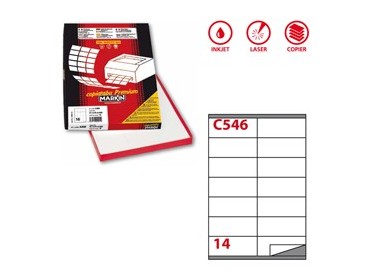 Etichetta adesiva C/546 bianca 100fg A4 105x40mm (14et/fg) Markin