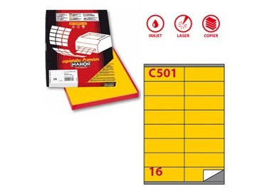 Etichetta adesiva C/501 giallo 100fg A4 105x36mm (16et/fg) Markin