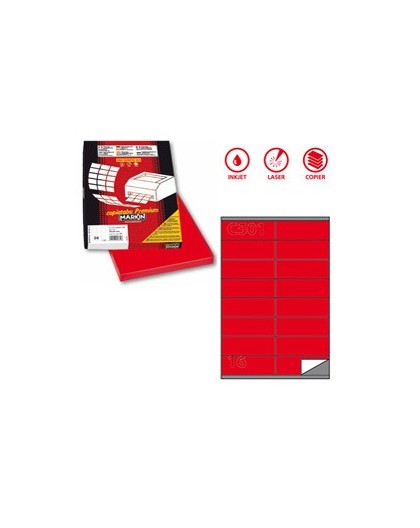 Etichetta adesiva C/501 rosso 100fg A4 105x36mm (16et/fg) Markin