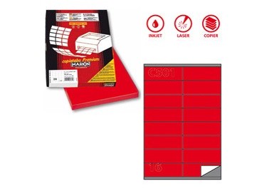 Etichetta adesiva C/501 rosso 100fg A4 105x36mm (16et/fg) Markin