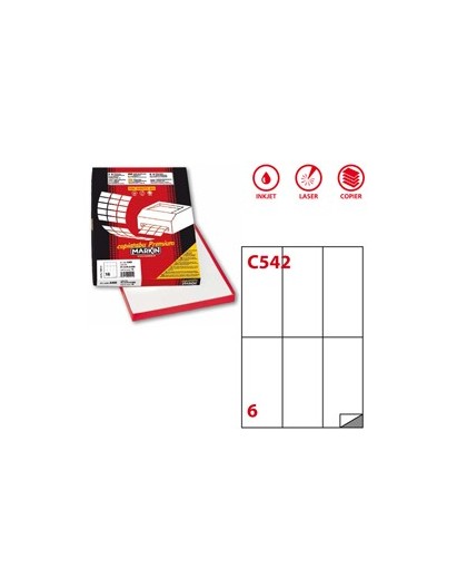 Etichetta adesiva C/542 bianca 100fg A4 70x148mm (6et/fg) Markin