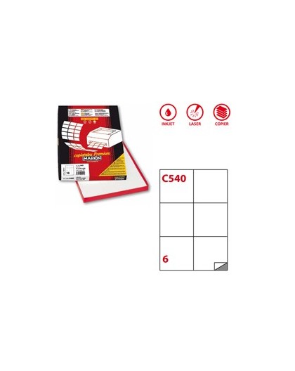 Etichetta adesiva C/540 bianca 100fg A4 105x99mm (6et/fg) Markin