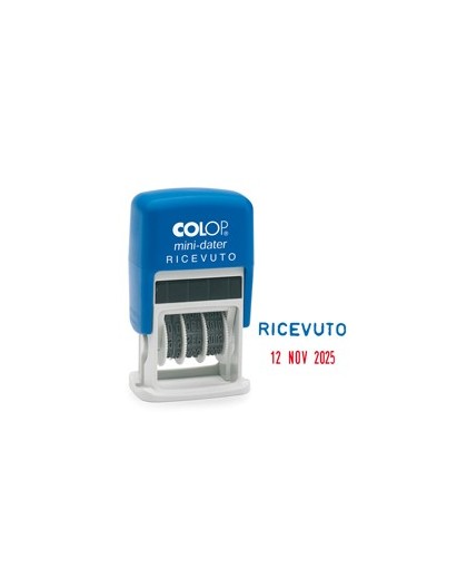Timbro mini S160/L2 DATARIO + RICEVUTO 4mm autoinchiostrante COLOP