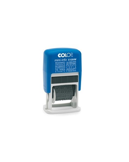 Timbro mini polinomio S120/W 12diciture 4mm autoinchiostrante COLOP
