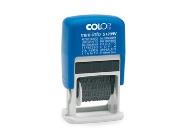 Timbro mini polinomio S120/W 12diciture 4mm autoinchiostrante COLOP