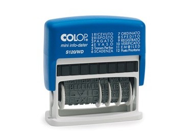 Timbro mini S120WD DATARIO + POLINOMIO 12diciture 4mm autoinchiostrante COLOP