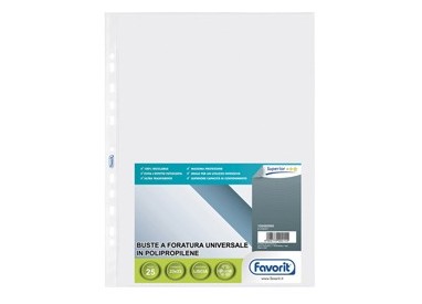 25 BUSTE FORATE 23X33 1243/15 SUPERIOR LISCIA FAVORIT