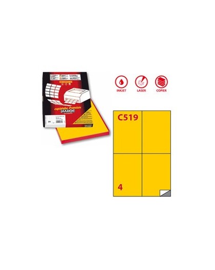 Etichetta adesiva C/519 giallo 100fg A4 105x148,5mm (4et/fg) Markin
