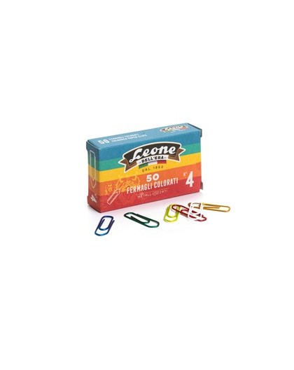SCATOLA 50 FERMAGLI METALLO COLOR N.4 MM32 ANTIRUGGINE LEONE
