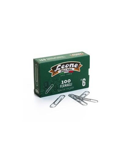 SCATOLA 100 FERMAGLI N.6 MM58 ZINCATI ANTIRUGGINE LEONE