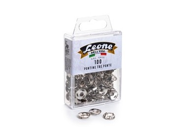 SCATOLA 100 PUNTINE 3 PUNTE TEMPERATE E NICHELATE LEONE COLOR