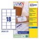 Etichetta adesiva J8161 bianca 25fg A4 63,5x46,6 (18et/fg) inkjet Avery