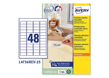 Etichetta adesiva L4736REV bianca rimovibili 25fg A4 45,7x21,2mm (48et/fg) laser