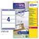 Etichetta adesiva L7171 bianca coprenti 25fg A4 200x60mm (4et/fg) Avery