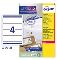 Etichetta adesiva L7171 bianca coprenti 25fg A4 200x60mm (4et/fg) Avery