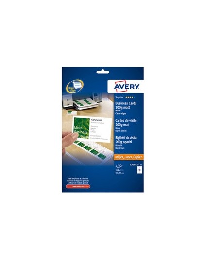 250 BIGLIETTI VISITA 85x54mm BIANCO LASER 200gr QuickClean™ AVERY