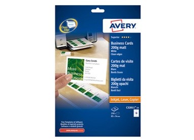 250 BIGLIETTI VISITA 85x54mm BIANCO LASER 200gr QuickClean™ AVERY