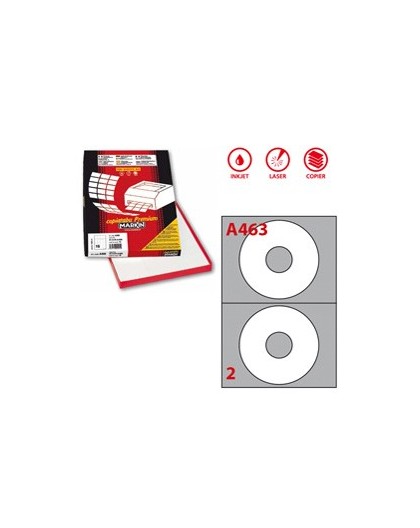 Etichetta adesiva A/463 bianca 100fg x CD Ø117,5mm foro41mm (2et/fg) Markin