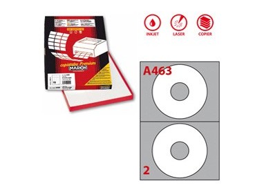 Etichetta adesiva A/463 bianca 100fg x CD Ø117,5mm foro41mm (2et/fg) Markin