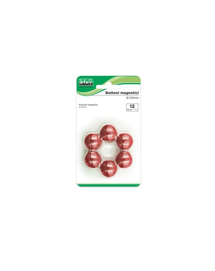 BLISTER 12 MAGNETI MR-20 ROSSO DIAM.20MM