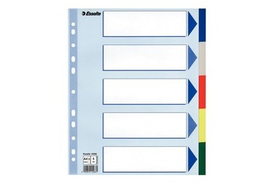 Separatore neutro in PPL 5 tasti colorati f.to A4 MAXI 24,5x29,7cm ESSELTE