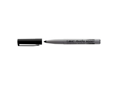 SCATOLA 12 MARCATORI POCKET 1445 NERO P.TONDA PERMANENTE BIC