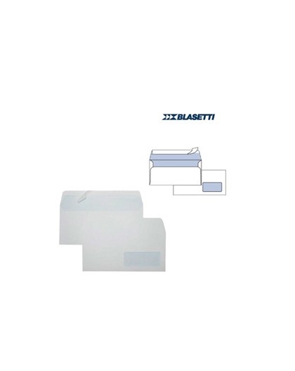 500 BUSTE BIANCHE 110X230MM 90GR C/FINESTRA SUPERSTRIP BLASETTI